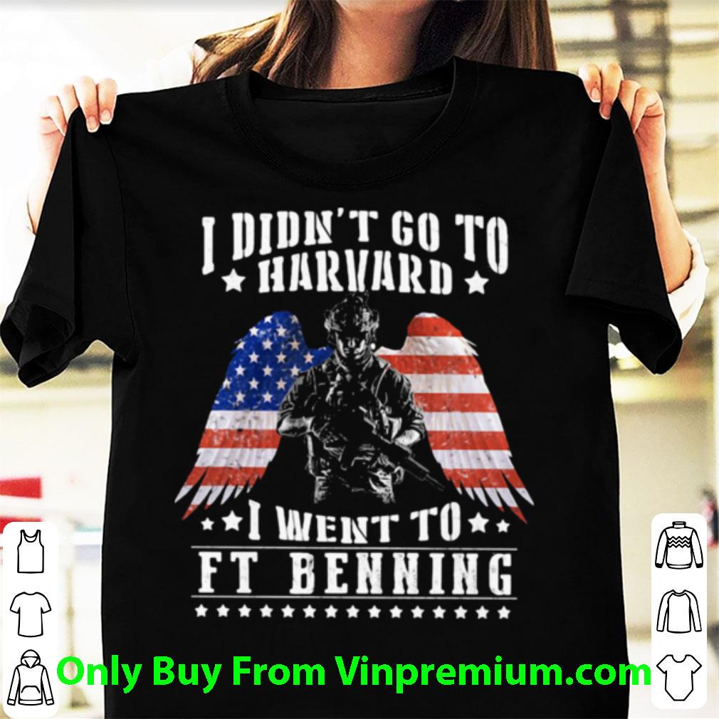 Nice I Didn’t Go To Harvard I Went To Ft Benning Angel Wings American Flag Independence Day shirt 7