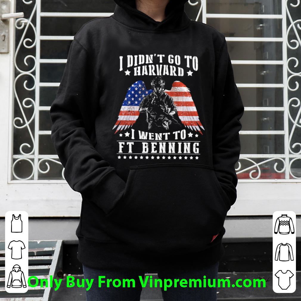 Nice I Didn’t Go To Harvard I Went To Ft Benning Angel Wings American Flag Independence Day shirt