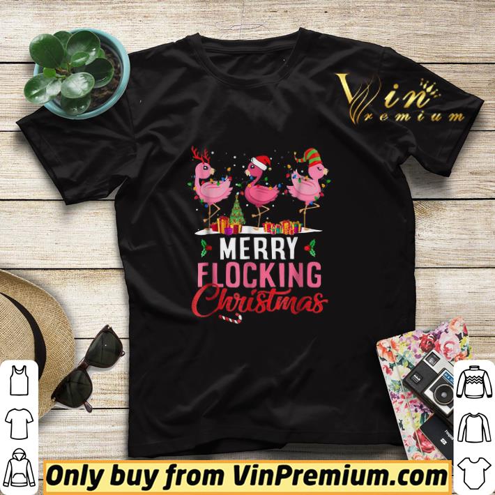 Merry Flocking Christmas Flamingo shirt sweater