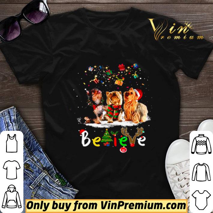 Yorkshire Terrier Dog Santa Claus Hat Believe Gift Christmas shirt sweater 7