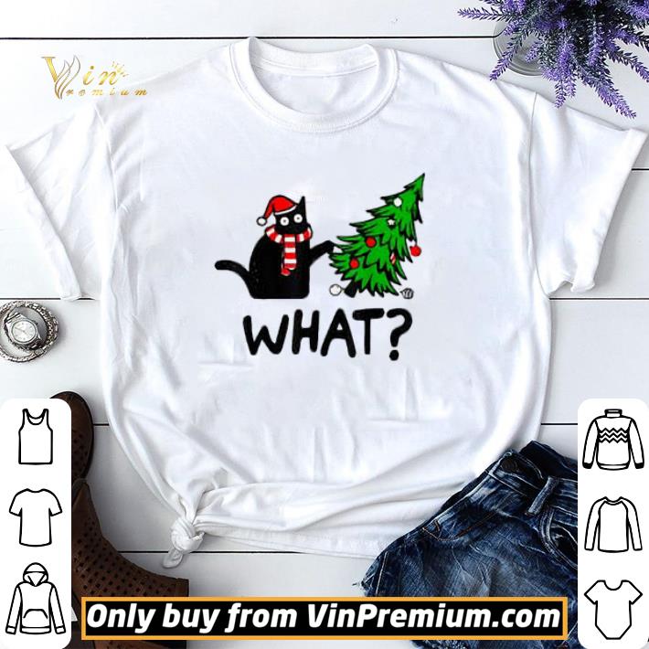 Black Cat Gift Pushing Christmas Tree Over Cat What shirt sweater 6