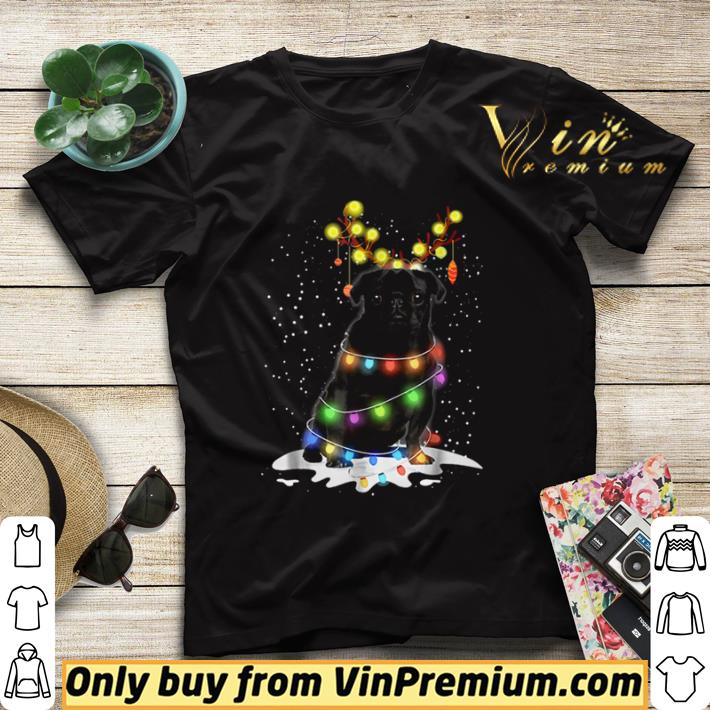 Black Pug Blinker Dog Christmas Light shirt sweater