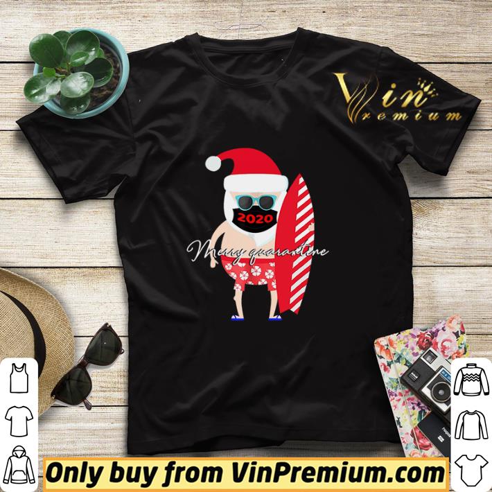 Merry Quarantine Christmas 2020 Santa Surfing Mask shirt sweater