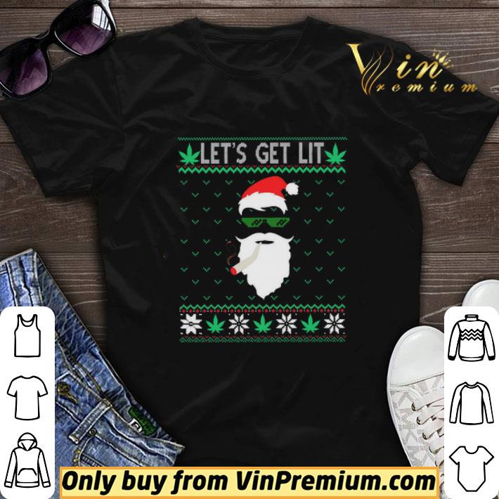 Merry Christmas Santa Claus Smoking Weed Let's Get Lit shirt sweater 6