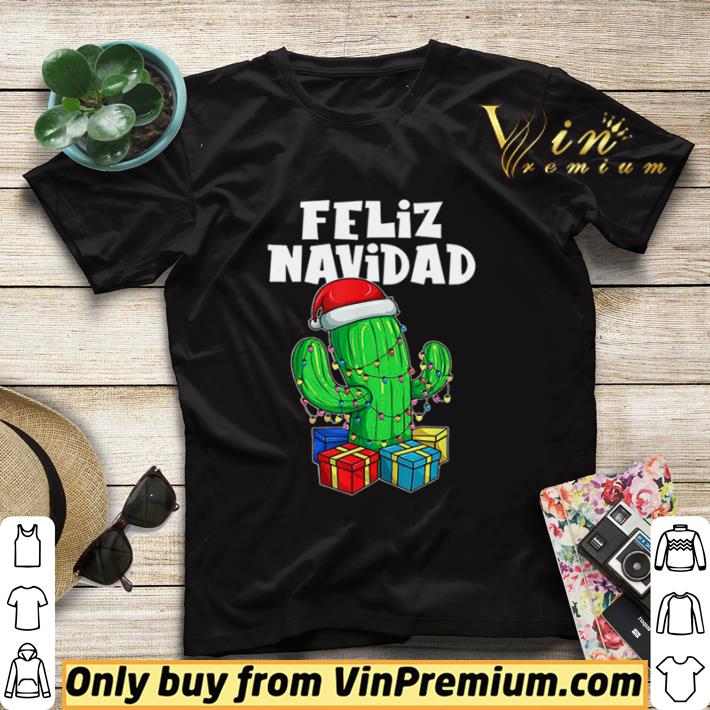 Feliz Navidad Cactus Tree Lights Spanish Pajama Christmas shirt sweater
