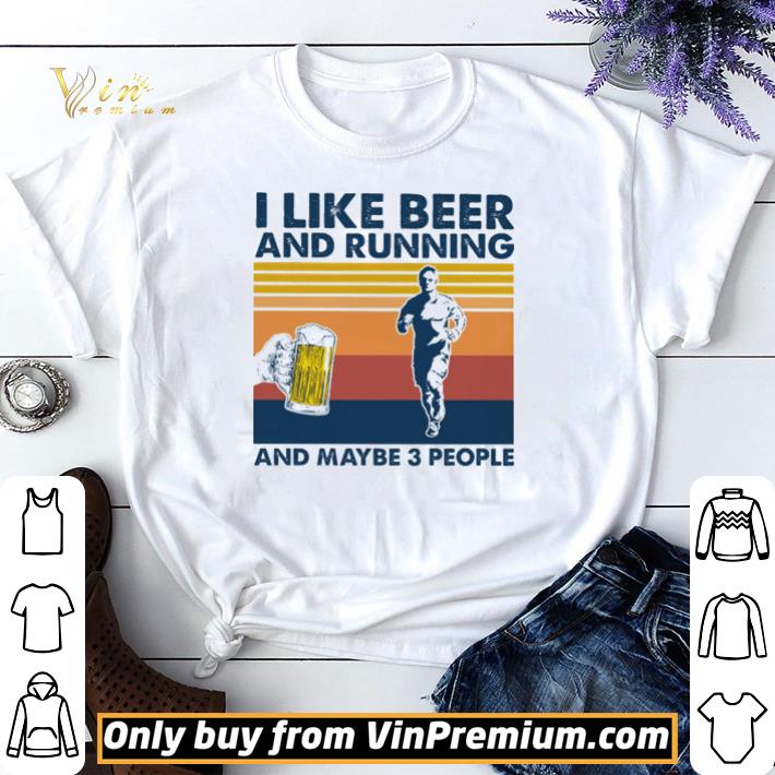 I like beer and running and maybe 3 people vintage shirt sweater 7