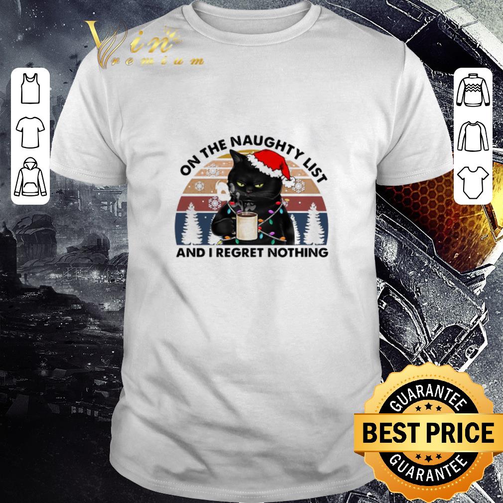 Premium Black Cat On The Naughty List And I Regret Nothing Christmas Vintage Retro Sweater shirt 7