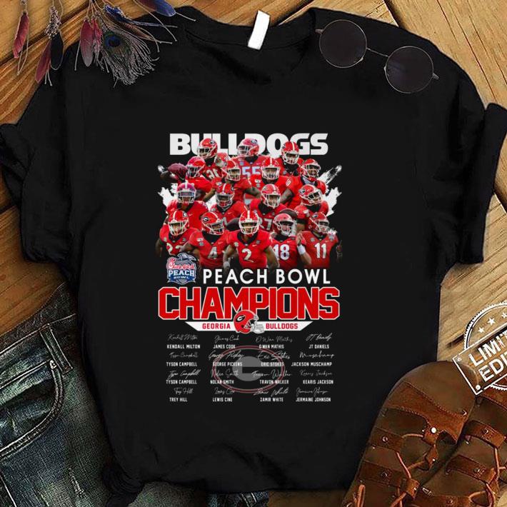Official Peach Bowl Champions Georgia Bulldogs Signatures shirt 7