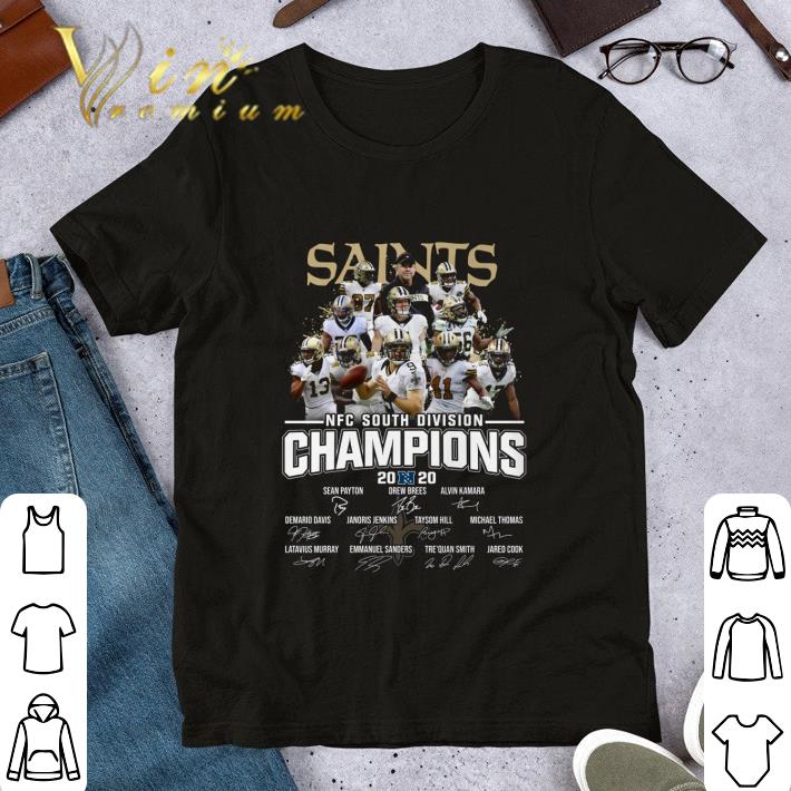 Hot Team Saints NFC South Division Champions 2020 Signatures shirt 9