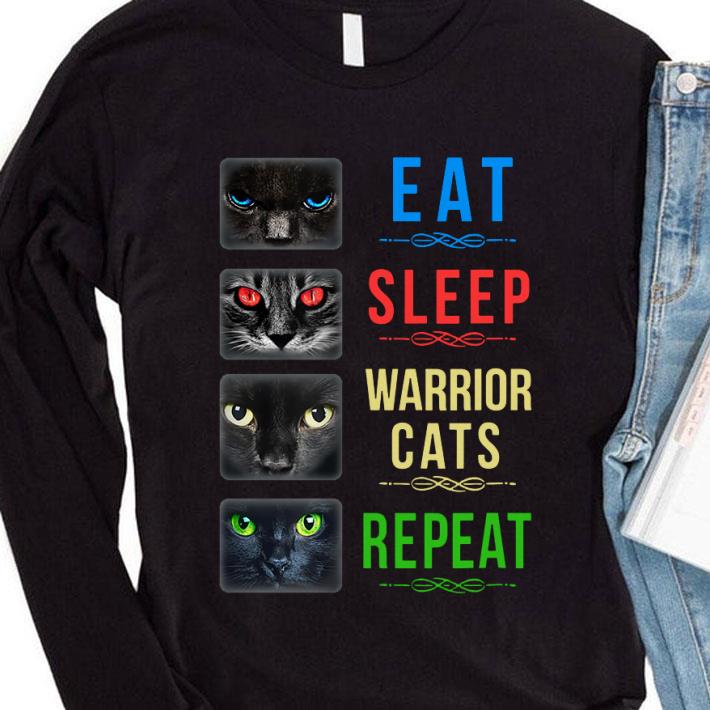 Official Black Cat Eat Sleep Warrior Cats Repeat Shirt 8 Black Cat Eat Sleep Warrior Cats Repeat Shirt