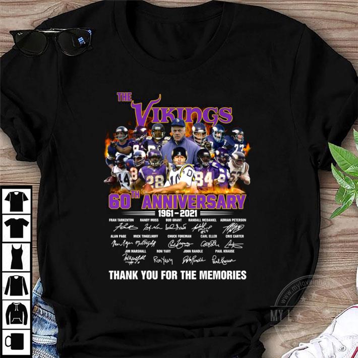 Official The Minnesota Vikings 60th Anniversary 1961-2021 Signatures Shirt 8