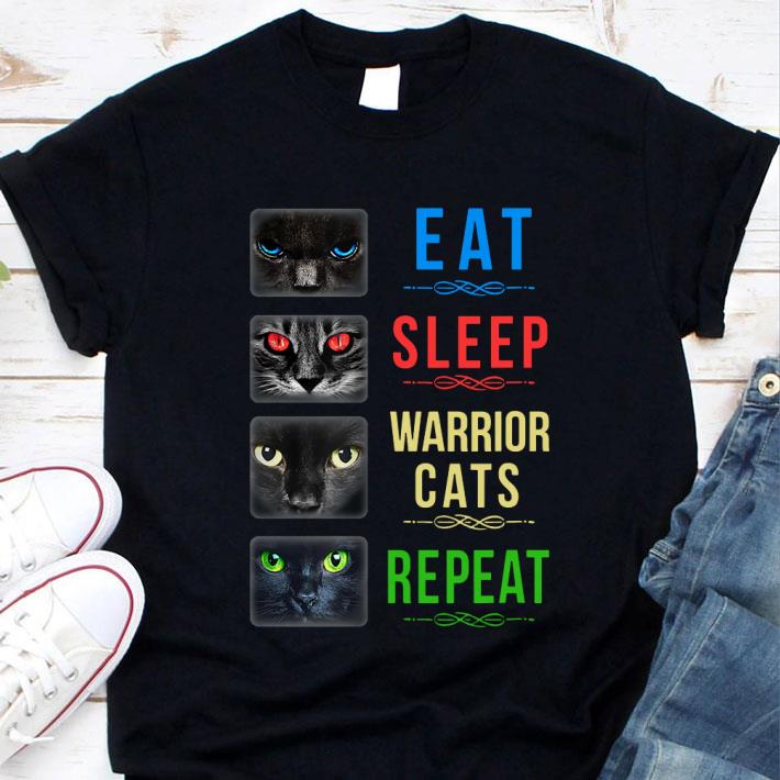 Official Black Cat Eat Sleep Warrior Cats Repeat Shirt 8