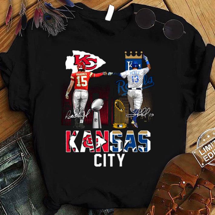 Awesome Patrick Mahomes Salvador Pérez Signatures Kansas City Chiefs Kansas City Royals Shirt 9