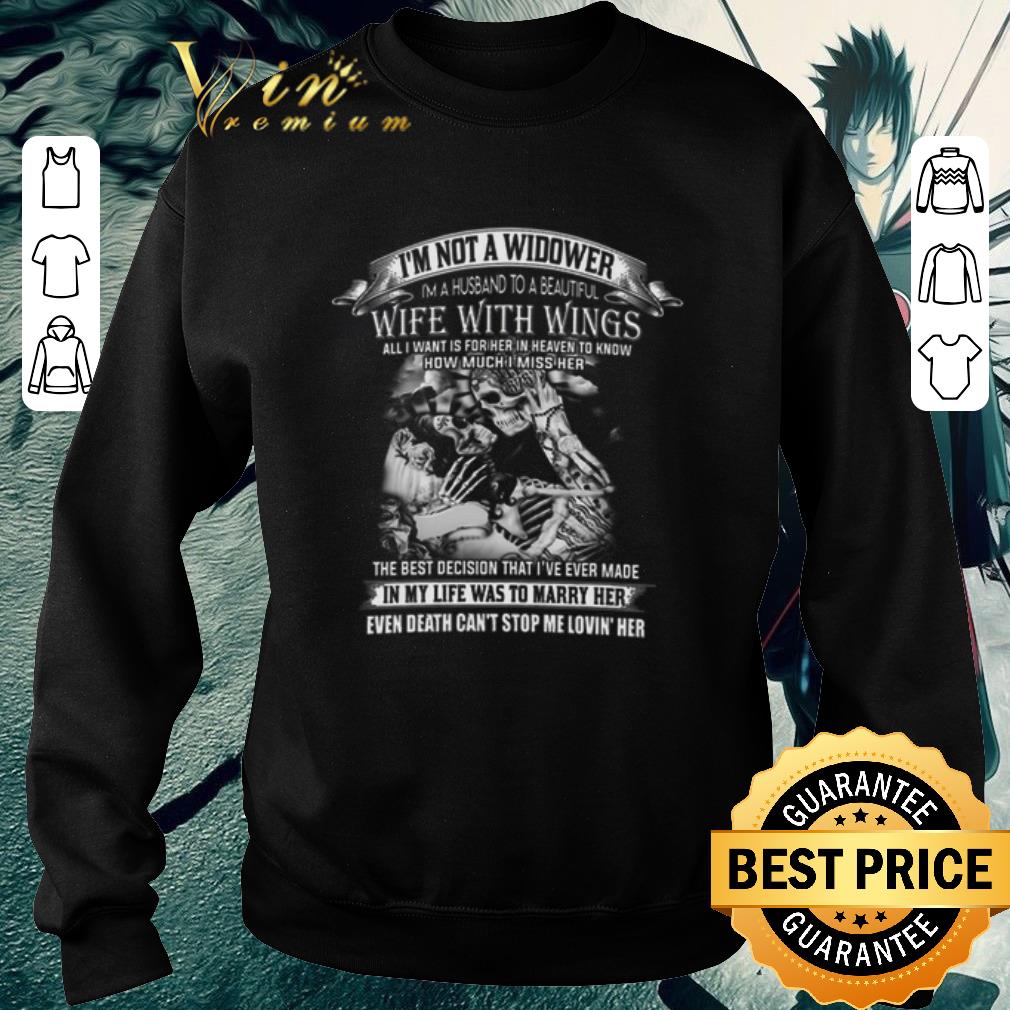 Official i'm not a widower i'm a husband to beautiful wife with wings shirt