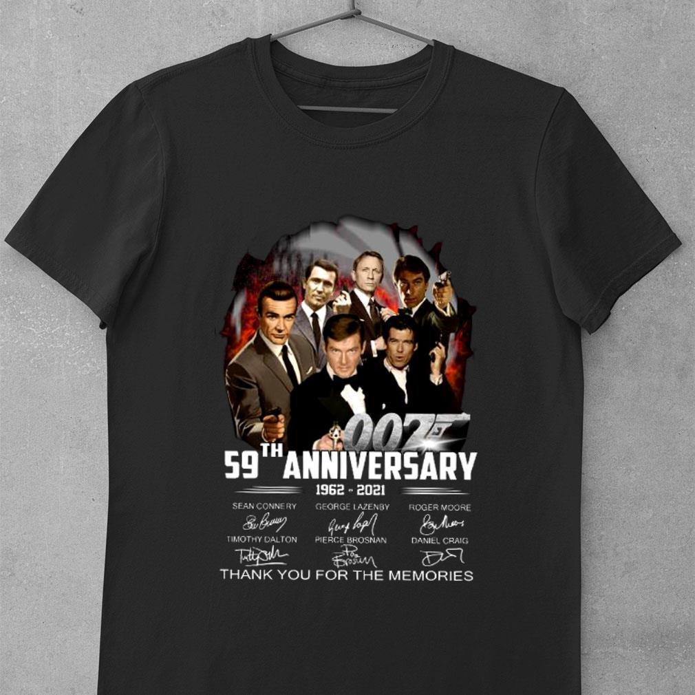Awesome 007 James Bond 59th anniversary 1962-2021 signatures thank you for the memories shirt 9