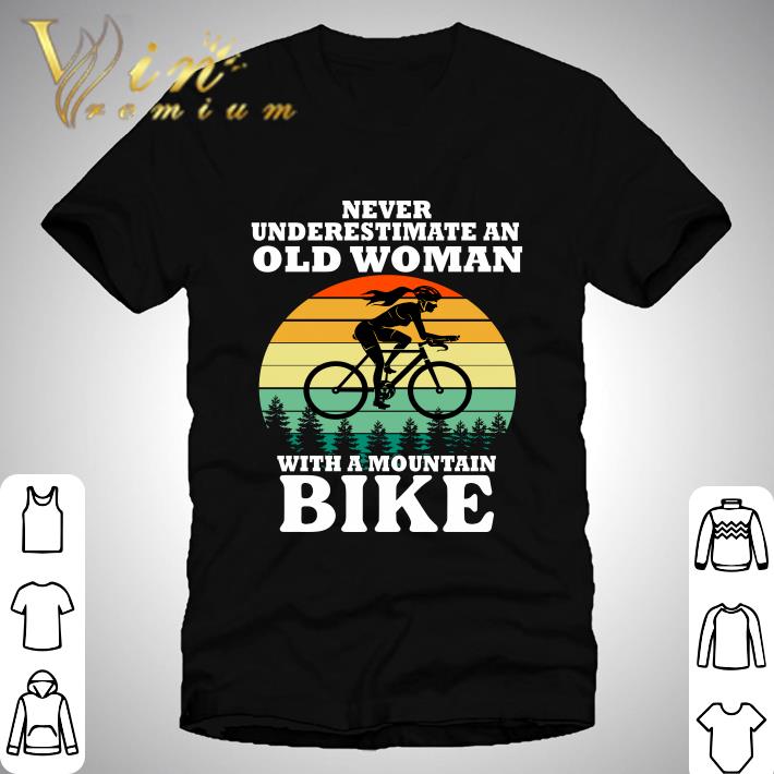 Never Underestimate An Old Woman With A Mountain Bike Vintage Retro shirt 8