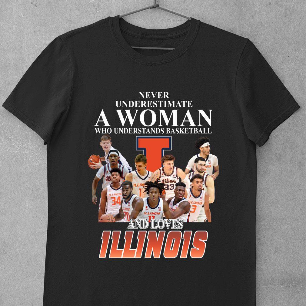 Funny Never underestimate a woman who understands basketball and loves ILLINOIS shirt 7