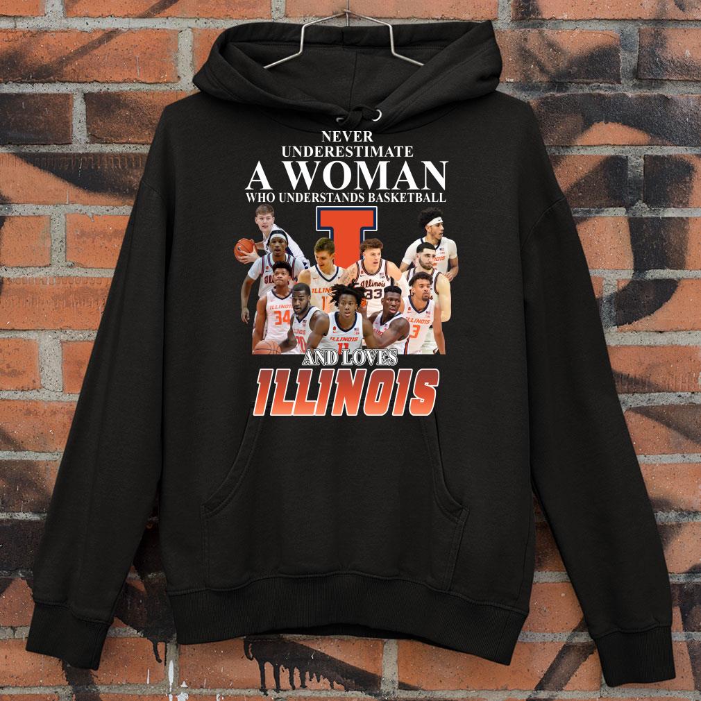 Funny Never underestimate a woman who understands basketball and loves ILLINOIS shirt 8 Never underestimate a woman who understands basketball and loves ILLINOIS shirt