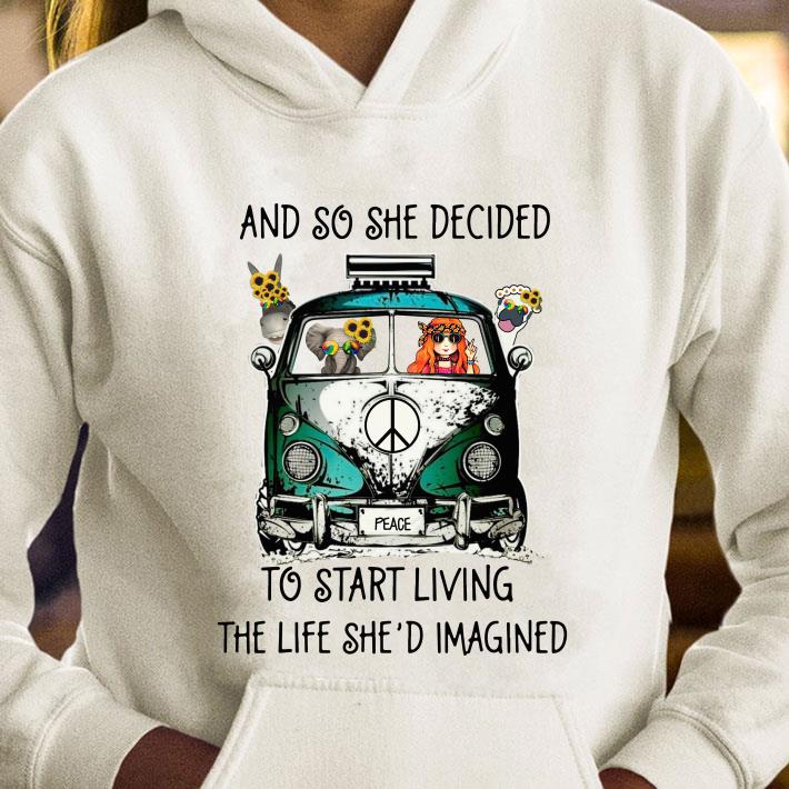 And So She Decided To Start Living The Life She Imagined Peace Hippie Bus Girl And Elephant shirt 8 And So She Decided To Start Living The Life She Imagined Peace Hippie Bus Girl And Elephant shirt