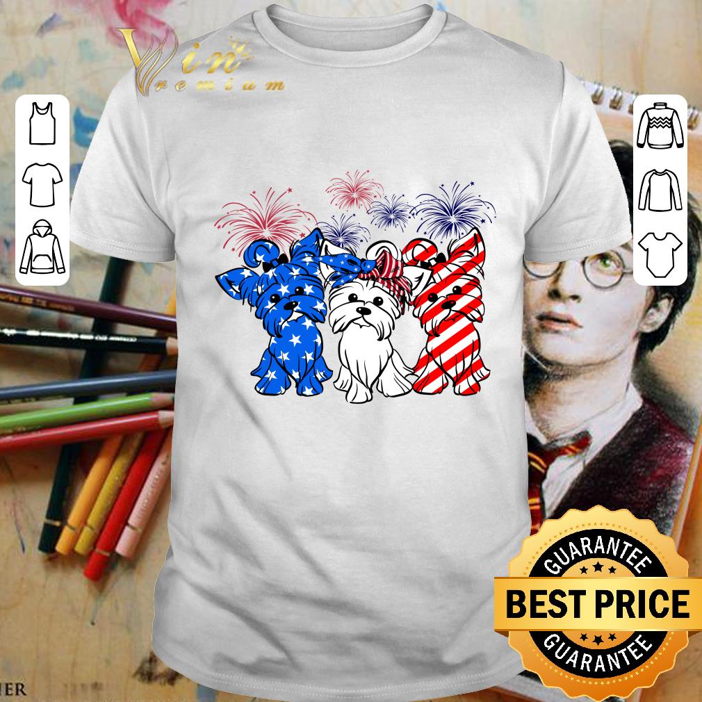 Best Fireworks Yorkshire Terrier red white and blue American flag shirt 9