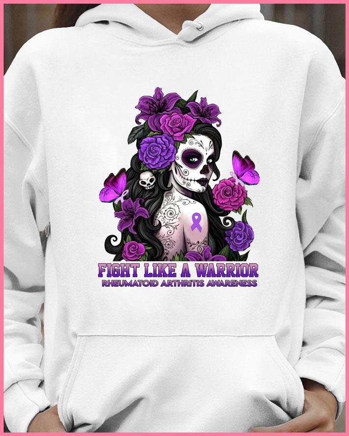 Funny Woman Tattoos Fight Like A Warrior Rheumatoid Arthritis Awareness Flowers Butterflies shirt 8 Woman Tattoos Fight Like A Warrior Rheumatoid Arthritis Awareness Flowers Butterflies shirt