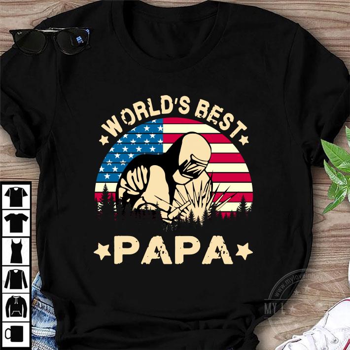 World Best Welder Papa American Flag 4th Of July shirt 8