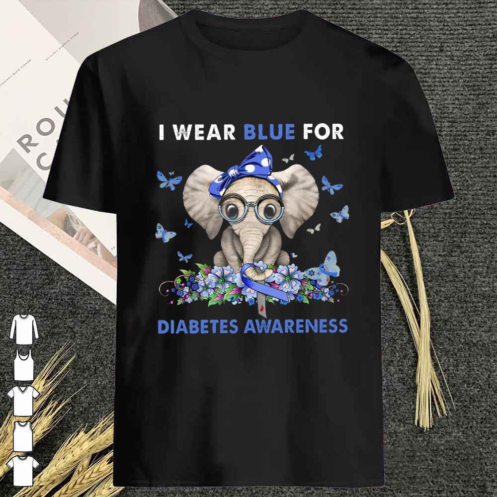 Premium Elephant I Wear Blue For Diabetes Awareness Shirt 9 Premium Elephant I Wear Blue For Diabetes Awareness Shirt 7