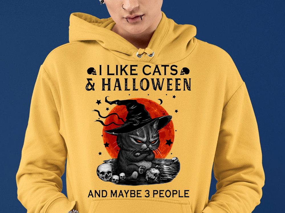 Black Cat Halloween shirt, I like Cats and Halloween and maybe 3 people shirt 9 Black Cat Halloween shirt, I like Cats and Halloween and maybe 3 people shirt