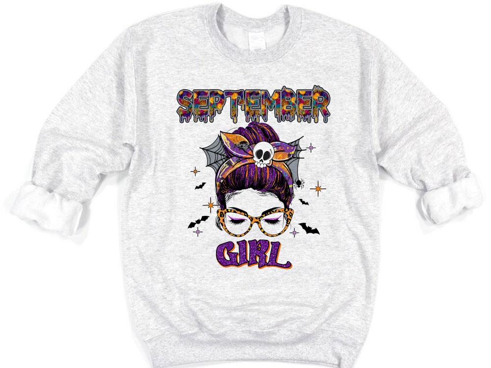 halloween September Girl skull shirt, September Girl shirt 8