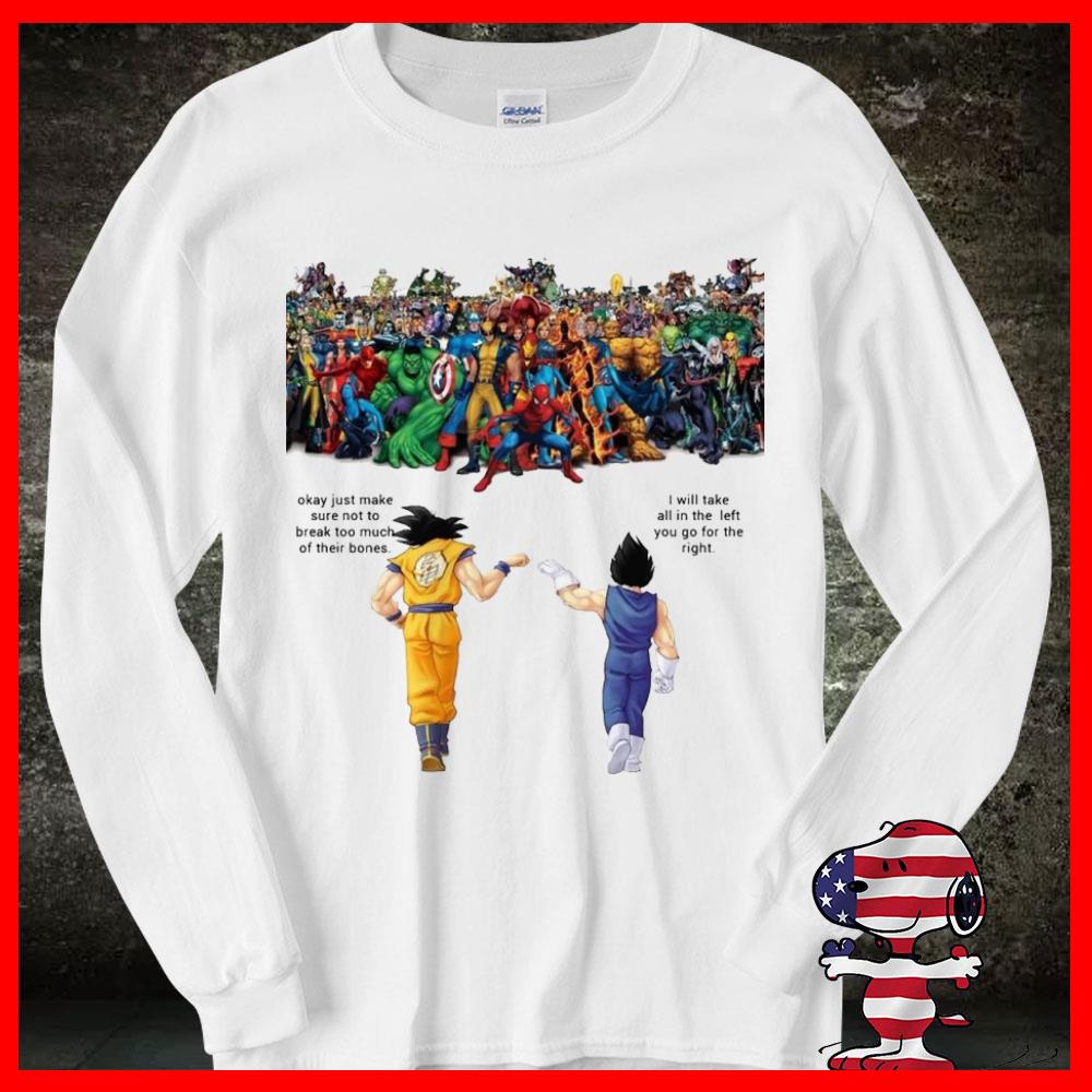 Son Goku And Vegeta Fight Against The Avenger and super hero Shirt 11