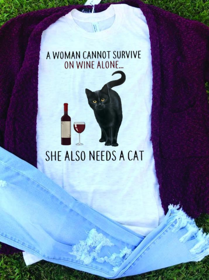 A Woman Cannot Survive On Wine Alone She Also Need A Cat tank top 1 1 - A Woman Cannot Survive On Wine Alone She Also Need A Cat tank top