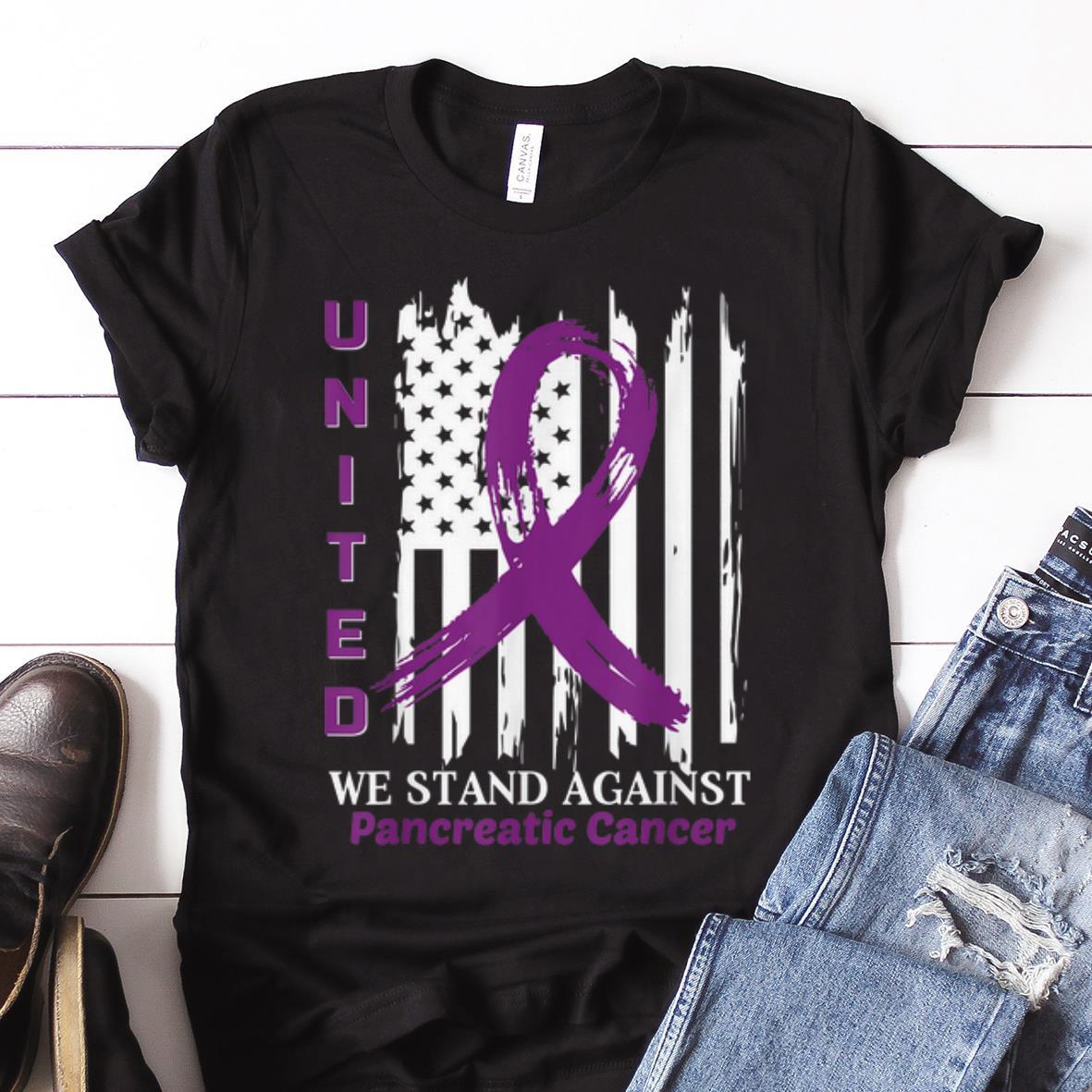 Nice Trend United we stand against Pancreatic Cancer American Flag shirt 1 - Nice Trend United we stand against Pancreatic Cancer American Flag shirt
