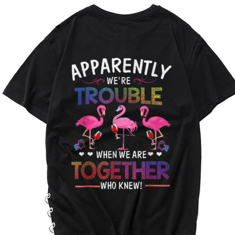 Premium Apparently We re Trouble When We are Together Who Knew Wine Flamingo shirt 1 - Premium Apparently We're Trouble When We are Together Who Knew Wine Flamingo shirt