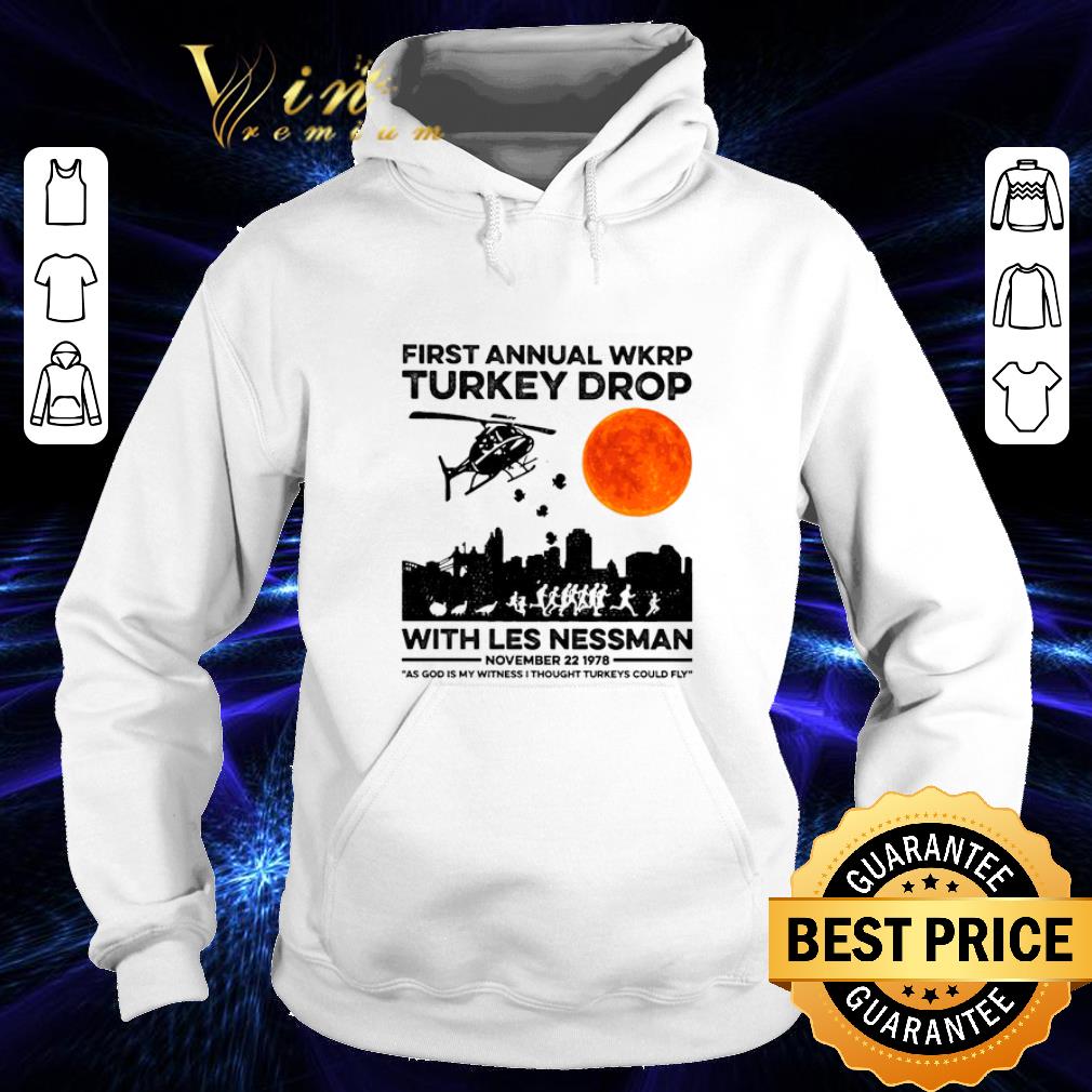 Official First annual wkrp Turkey drop with less nessman sunset shirt 4 - Official First annual wkrp Turkey drop with less nessman sunset shirt