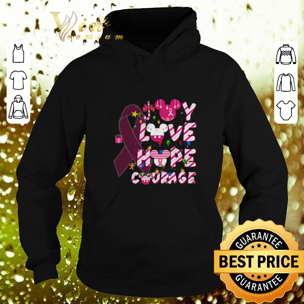 Official Breast Cancer Joy Love Hope Courage Mickey head Christmas shirt 4 - Official Breast Cancer Joy Love Hope Courage Mickey head Christmas shirt