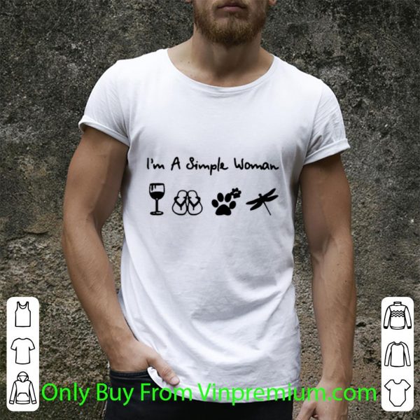 Nice A Simple Woman Crewneck Dragonfly Wine And Dog shirt