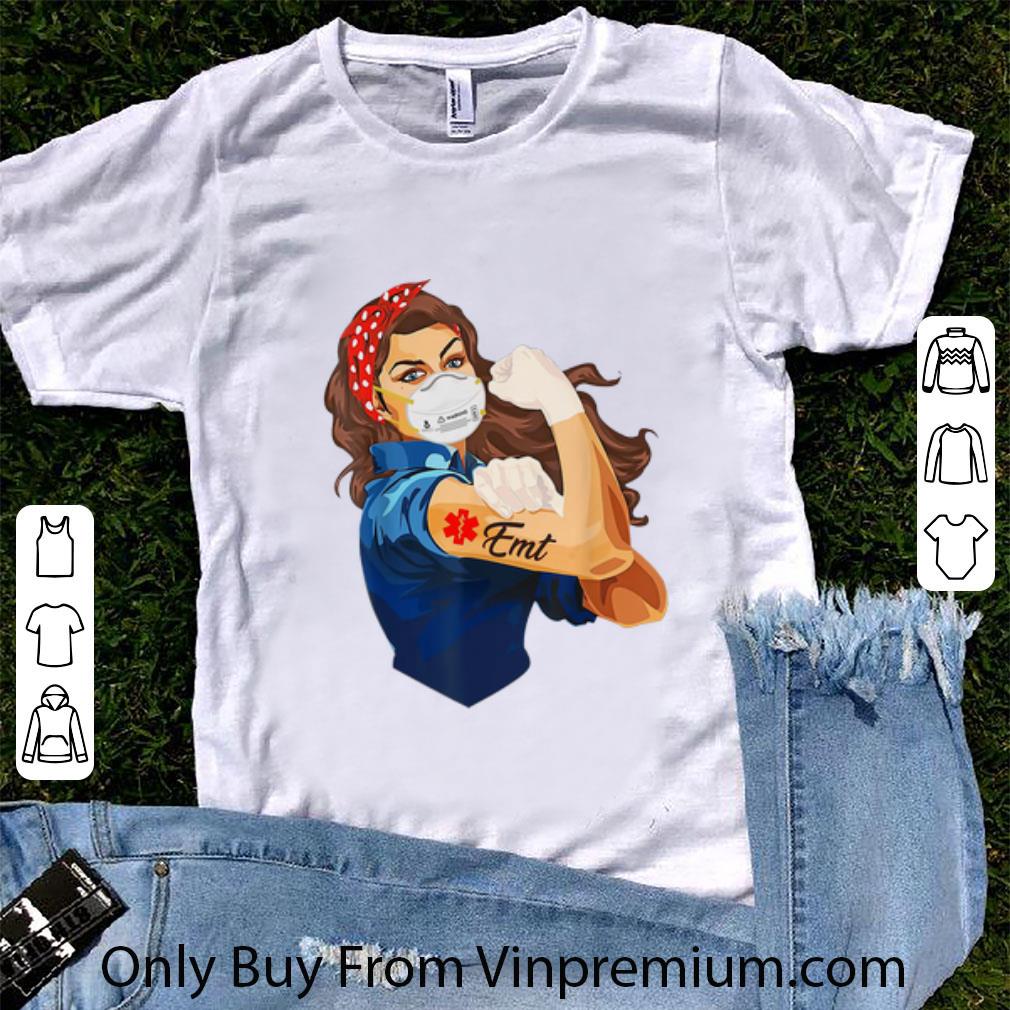 Top Strong Girl Mask Tattoo EMT Nurse shirt