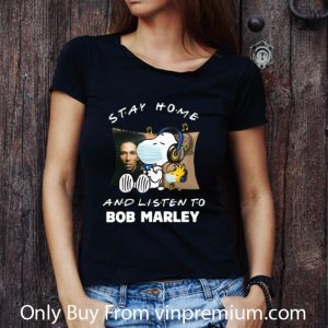 Original Snoopy And Woodstock Stay Home And Listen To Bob Marley shirt 2