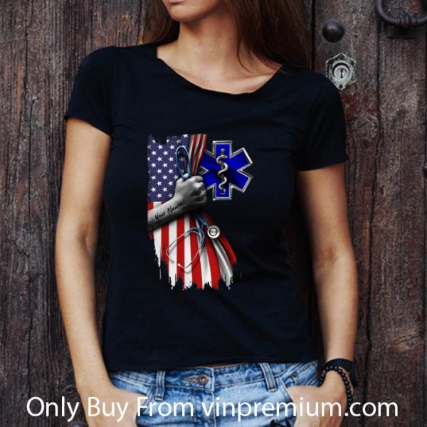 Official EMT Emergency Medical Technician Stethoscope American Flag shirt