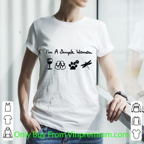 Nice A Simple Woman Crewneck Dragonfly Wine And Dog shirt