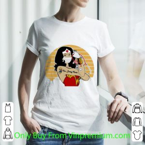 Hot Vintage Wonder Woman Tattoos New Jersey Nurse Covid-19 shirt 2