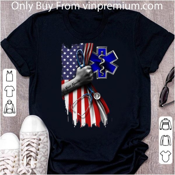 Official EMT Emergency Medical Technician Stethoscope American Flag shirt