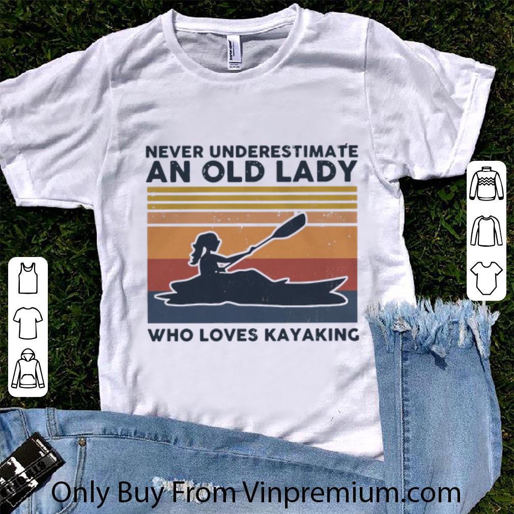 Original Vintage Never Underestimate An Old Lady Who Loves Kayaking shirt