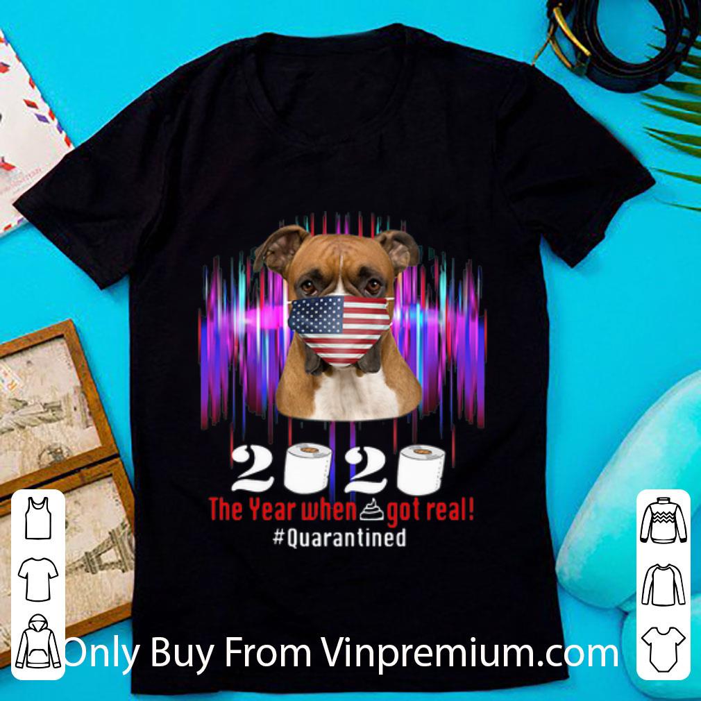 Top Pug Face 2020 The Year When Shit Got Real #Quarantined American Flag shirt