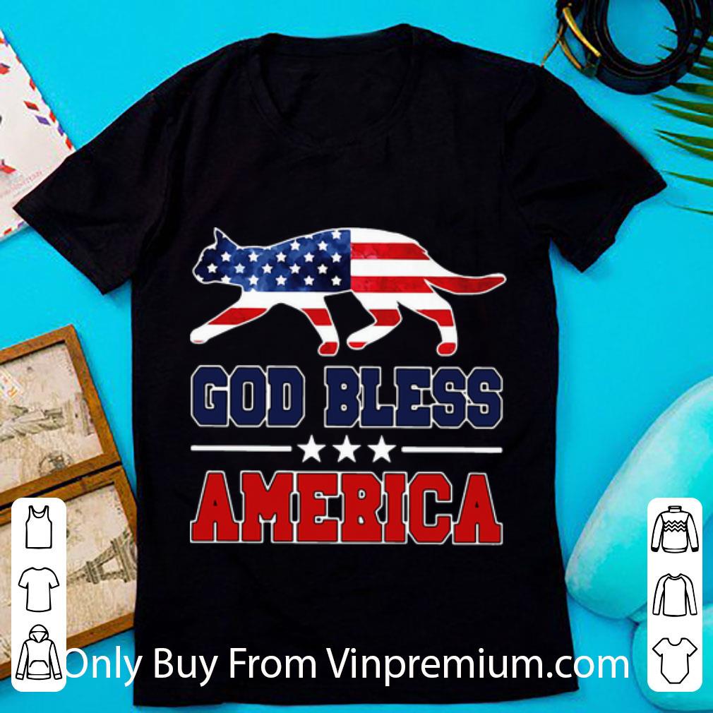 Premium Cat God Bless America American Flag Independence Day shirt