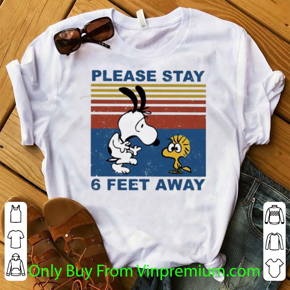 Nice Vintage Snoopy And Woodstock Please Stay 6 Feet Away shirt