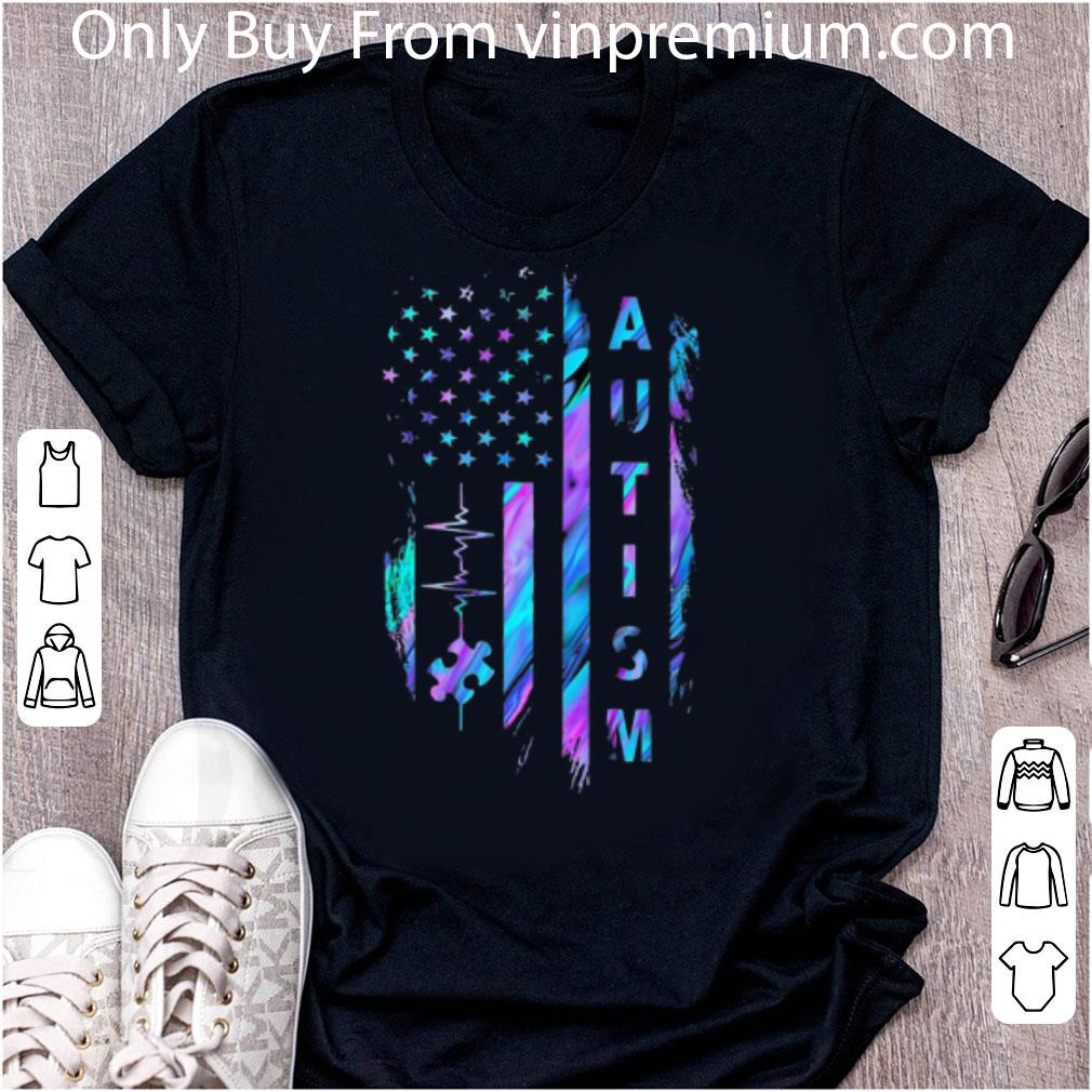 Official Autism Heartbeat American Flag shirt