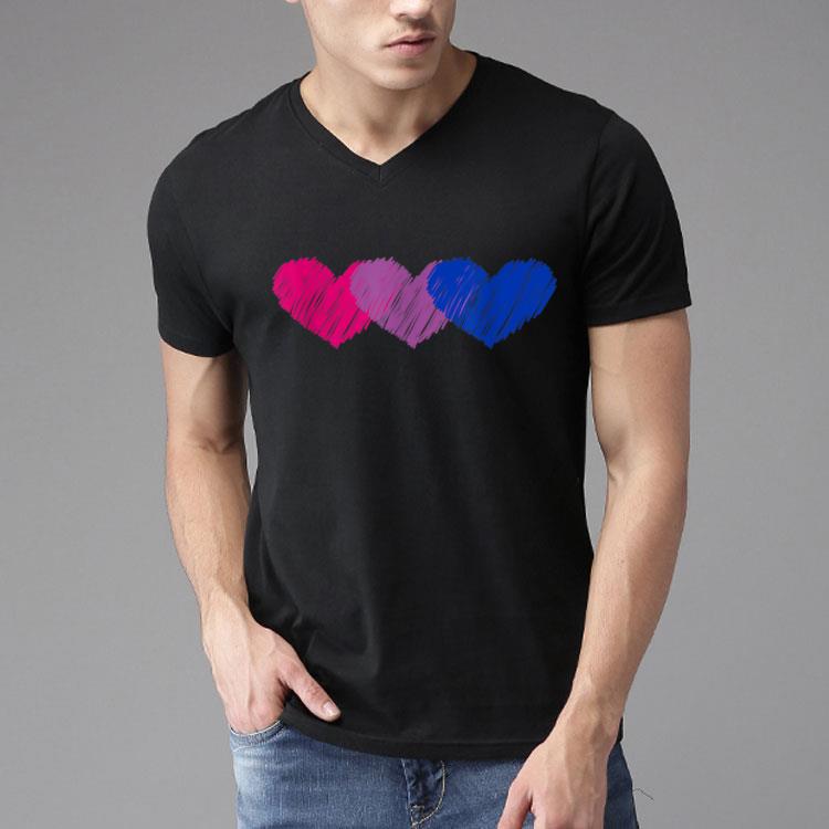 Bisexual Flag Hearts Love LGBT Bi Pride Shirt