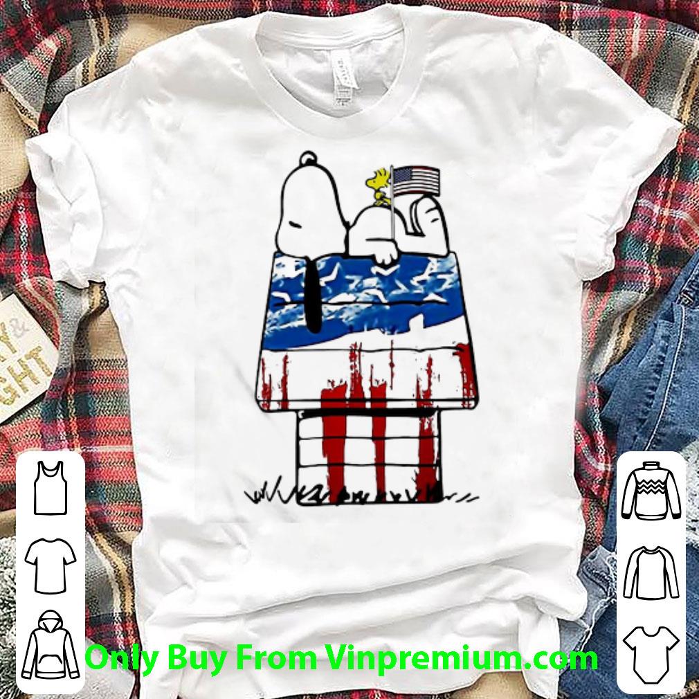 Official Snoopy Woodstock House American Flag Independence Day shirt