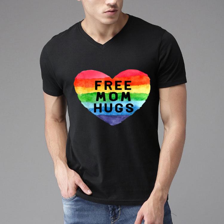 Free Mom Hugs Rainbow Heart Gay Pride Funny LGBT Gifts Shirt